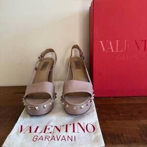 Valentino Garavani Blush Pink Studded Platform Sandals